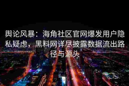 舆论风暴：海角社区官网爆发用户隐私疑虑，黑料网详尽披露数据流出路径与源头