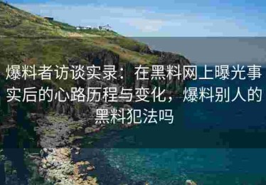 爆料者访谈实录：在黑料网上曝光事实后的心路历程与变化，爆料别人的黑料犯法吗