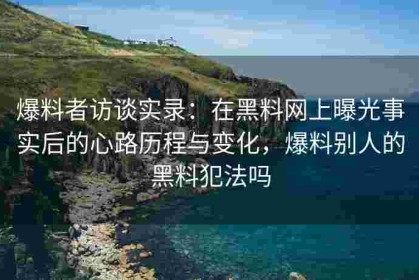 爆料者访谈实录：在黑料网上曝光事实后的心路历程与变化，爆料别人的黑料犯法吗