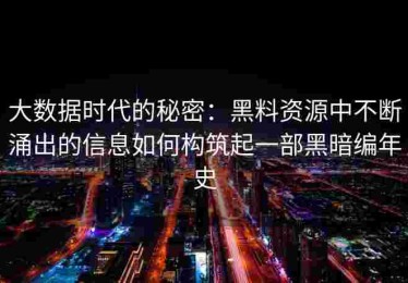 大数据时代的秘密：黑料资源中不断涌出的信息如何构筑起一部黑暗编年史