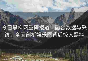 今日黑料网重磅报道：融合数据与采访，全面剖析娱乐圈背后惊人黑料