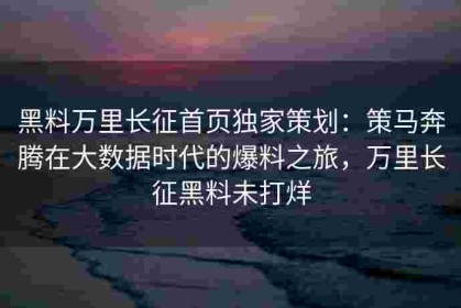 黑料万里长征首页独家策划：策马奔腾在大数据时代的爆料之旅，万里长征黑料未打烊