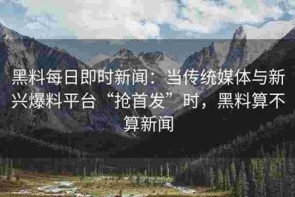 黑料每日即时新闻：当传统媒体与新兴爆料平台“抢首发”时，黑料算不算新闻