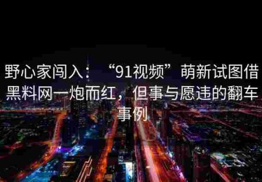 野心家闯入：“91视频”萌新试图借黑料网一炮而红，但事与愿违的翻车事例