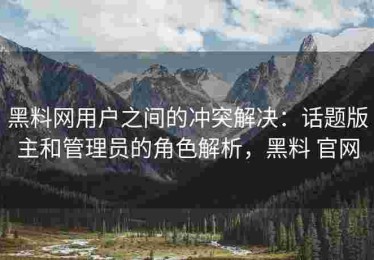 黑料网用户之间的冲突解决：话题版主和管理员的角色解析，黑料 官网