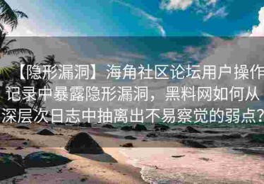 【隐形漏洞】海角社区论坛用户操作记录中暴露隐形漏洞，黑料网如何从深层次日志中抽离出不易察觉的弱点？