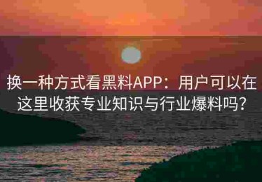 换一种方式看黑料APP：用户可以在这里收获专业知识与行业爆料吗？