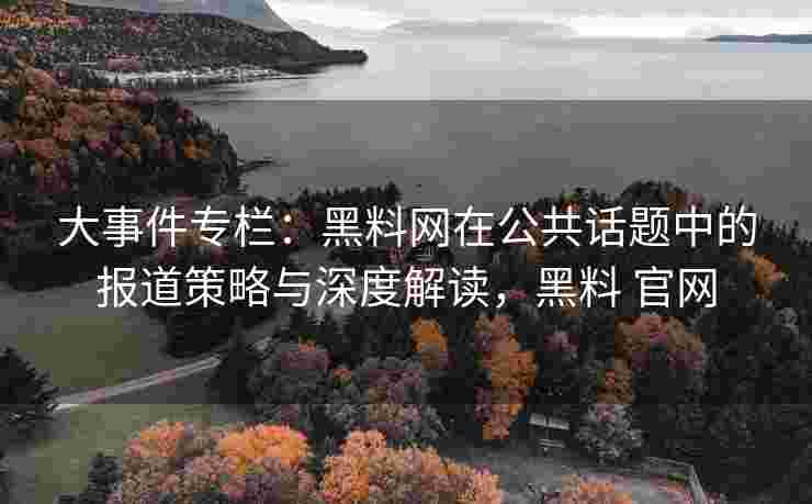 大事件专栏：黑料网在公共话题中的报道策略与深度解读，黑料 官网