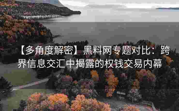 【多角度解密】黑料网专题对比：跨界信息交汇中揭露的权钱交易内幕