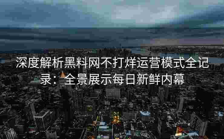 深度解析黑料网不打烊运营模式全记录：全景展示每日新鲜内幕