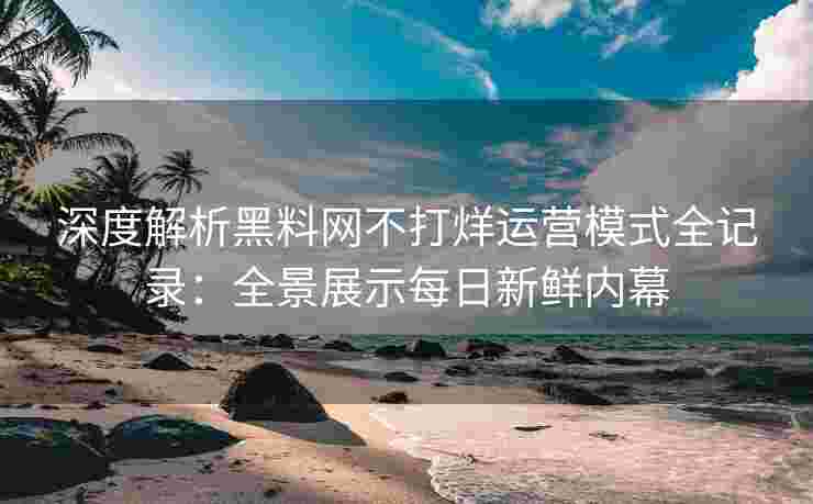 深度解析黑料网不打烊运营模式全记录：全景展示每日新鲜内幕
