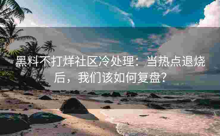 黑料不打烊社区冷处理：当热点退烧后，我们该如何复盘？