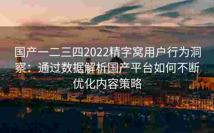 国产一二三四2022精字窝用户行为洞察：通过数据解析国产平台如何不断优化内容策略
