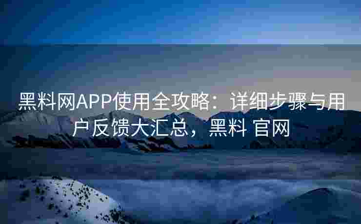 黑料网APP使用全攻略：详细步骤与用户反馈大汇总，黑料 官网