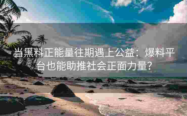 当黑料正能量往期遇上公益：爆料平台也能助推社会正面力量？