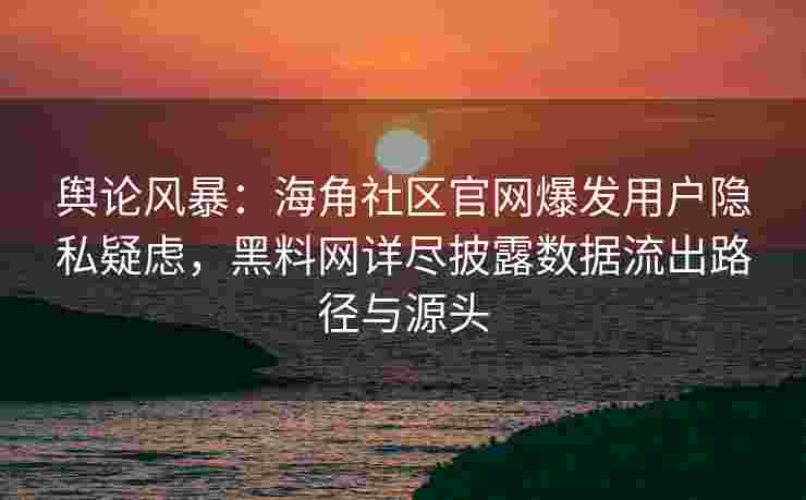 舆论风暴：海角社区官网爆发用户隐私疑虑，黑料网详尽披露数据流出路径与源头